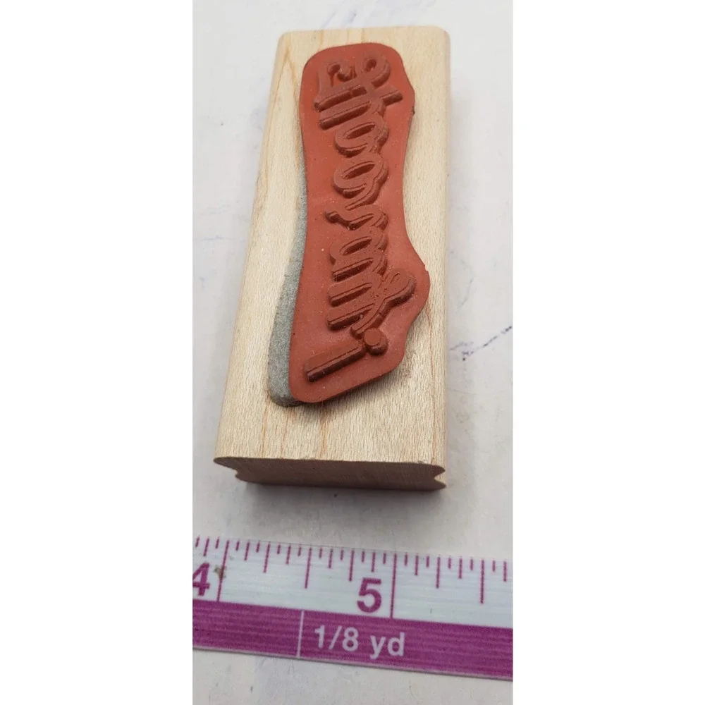 Hooray! Cursive Script Wood Mounted Rubber Border Stamp